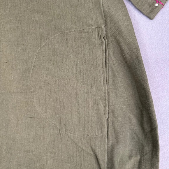 Soft Surroundings‎ Embroidered Tunic Dress Olive Green Tassel Detail Women Large - Picture 8 of 14